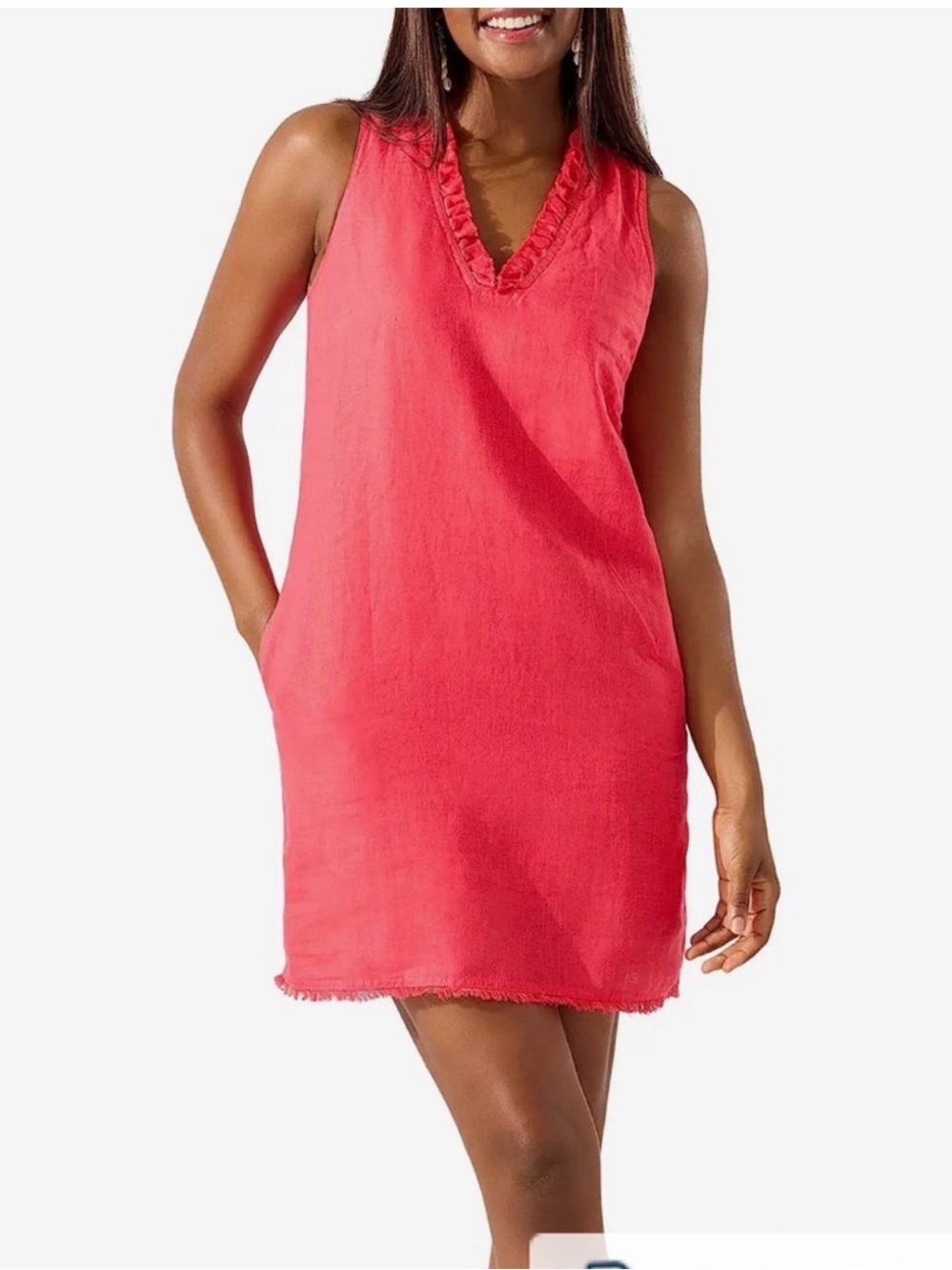 Tommy Bahama Coral Ruffle V-Neck dress